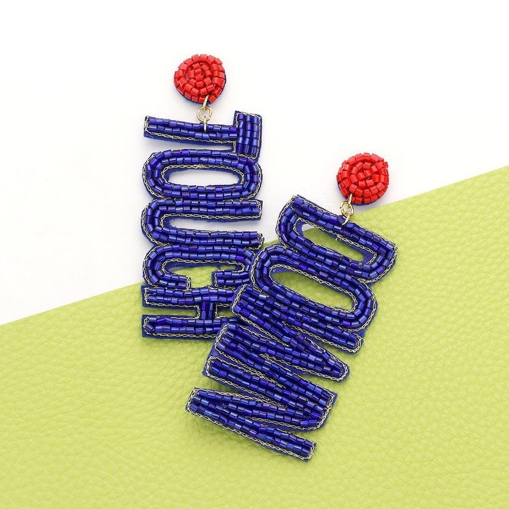 Buffalo Bills Superbowl Beaded Statement Earrings - Blue and Red